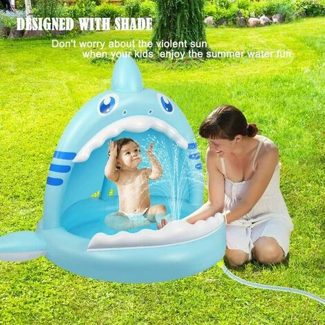 Cisea Piscine Enfant Piscine Pour Bébé, Piscine Shark Splash Pour Tout-petits Avec Auvent, Pataugeoire Gonflable Portable Pour Enfants Avec Arroseur D'eau, Centre De Jeu Aquatique Intérieur Et Extérieur Pour Enfants 6 Cisea Piscine Enfant Piscine Pour Bébé, Piscine Shark Splash Pour Tout-petits Avec Auvent, Pataugeoire Gonflable Portable Pour Enfants Avec Arroseur D'eau, Centre De Jeu Aquatique Intérieur Et Extérieur Pour Enfants – Image 4