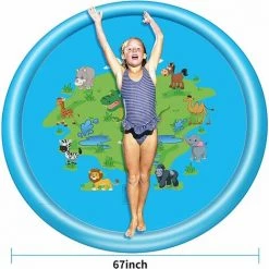 Cisea Piscine Gonflable Splash Pad Gonflable 170 Cm, Splash Water Pad Outdoor Pataugeoire, Splash Play Mat Water Toys Pour Enfants, Tout-petits, Bébés, Jeux Amusants à L'extérieur -Piscine Soldes Boutique 68585117 2