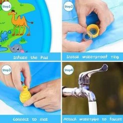 Cisea Piscine Gonflable Splash Pad Gonflable 170 Cm, Splash Water Pad Outdoor Pataugeoire, Splash Play Mat Water Toys Pour Enfants, Tout-petits, Bébés, Jeux Amusants à L'extérieur -Piscine Soldes Boutique 68585117 4