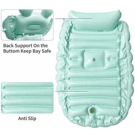 GRID COOL Piscine Enfant Baignoire Gonflable Verte Pour Bébé Mini Piscine De Voyage Pliable Portable Aide Les Nourrissons à La Baignoire Pour Tout-petits Baignoire De Voyage Antidérapante Avec Pompe à Air 6 GRID COOL Piscine Enfant Baignoire Gonflable Verte Pour Bébé Mini Piscine De Voyage Pliable Portable Aide Les Nourrissons à La Baignoire Pour Tout-petits Baignoire De Voyage Antidérapante Avec Pompe à Air – Image 4