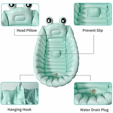 GRID COOL Piscine Enfant Baignoire Gonflable Verte Pour Bébé Mini Piscine De Voyage Pliable Portable Aide Les Nourrissons à La Baignoire Pour Tout-petits Baignoire De Voyage Antidérapante Avec Pompe à Air 7 GRID COOL Piscine Enfant Baignoire Gonflable Verte Pour Bébé Mini Piscine De Voyage Pliable Portable Aide Les Nourrissons à La Baignoire Pour Tout-petits Baignoire De Voyage Antidérapante Avec Pompe à Air – Image 5