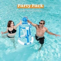 GRID COOL Piscine Gonflable 2 Balles Et Pompe Bleue, Cerceau De Basket-ball Gonflable, Jeu De Basket-ball Aquatique, Jouets De Piscine Pour Enfants Et Adultes, Jeu De Cerceau De Basket-ball Flottant Pour Piscine -Piscine Soldes Boutique 68589800 4