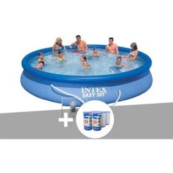 Kit Piscine Autoportée Intex Easy Set 4,57 X 0,84 M + 6 Cartouches - Bleu