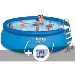 Kit Piscine Autoportée Intex Easy Set 4,57 X 1,22 M + 6 Cartouches - Bleu