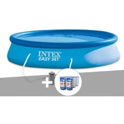 Kit Piscine Autoportée Intex Easy Set 3,96 X 0,84 M + 6 Cartouches - Bleu